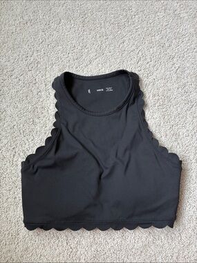 Mango Black Scallop Hem Sport Bra size S